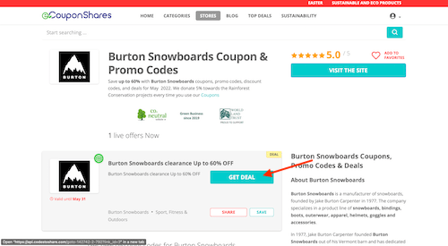 Burton Snowboards discount code