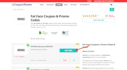 Fat Face discount code
