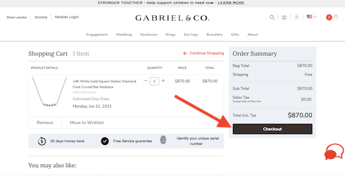 Gabriel & Co. shopping cart