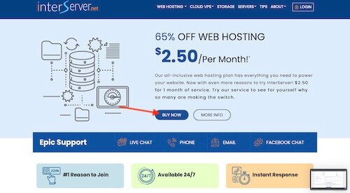 Interserver Webhosting and VPS service select