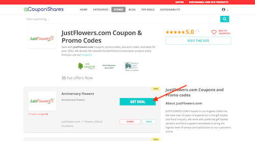 JustFlowers.com coupon