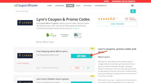 Lyre's coupon